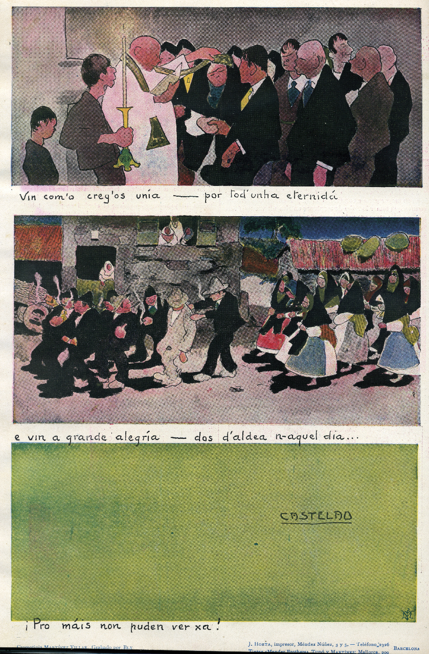 Páxina de banda deseñada de Castelao. <i>Vida Gallega</i>, 1909